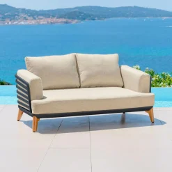 Canapé de jardin en aluminium 2 places Monte Carlo Gris anthracite et beige