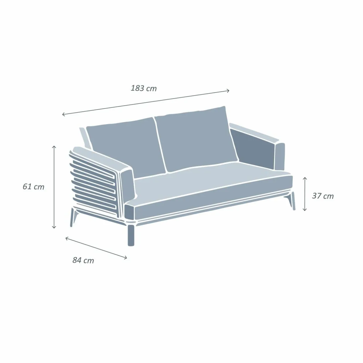 Canapé de jardin en aluminium 2 places Monte Carlo Gris anthracite et beige