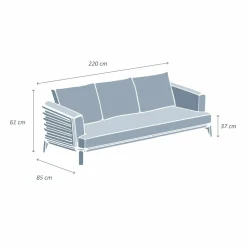 Canapé de jardin en aluminium 3 places Monte Carlo Gris anthracite