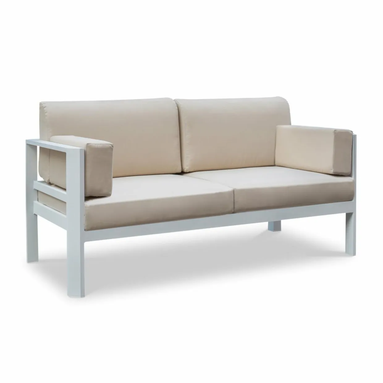 Canapé de jardin en aluminium 2 places Ostara Blanc et taupe