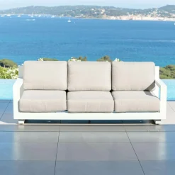 Canapé de jardin en aluminium 3 places Elba Blanc et taupe
