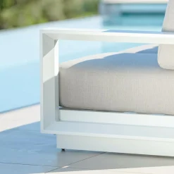 Canapé de jardin en aluminium 3 places Elba Blanc et taupe