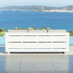 Canapé de jardin en aluminium 3 places Elba Blanc et taupe