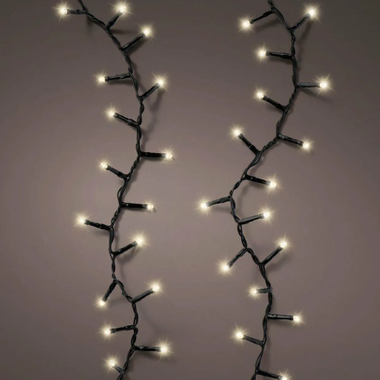 Cascade lumineuse à piles 2 m 512 LED câble noir Durawise Blanc chaud