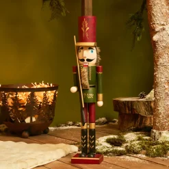 Casse-noisette en bois (H76 cm) Timothé la royauté Vert et bordeaux