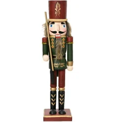 Casse-noisette en bois (H76 cm) Timothé la royauté Vert et bordeaux