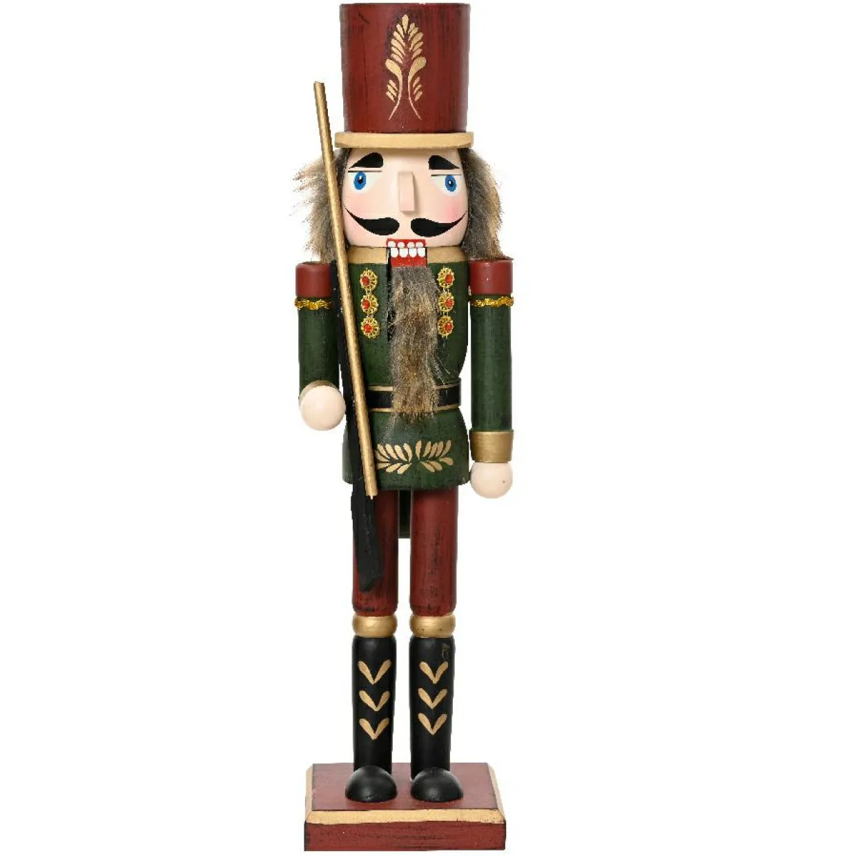 Casse-noisette en bois (H76 cm) Timothé la royauté Vert et bordeaux