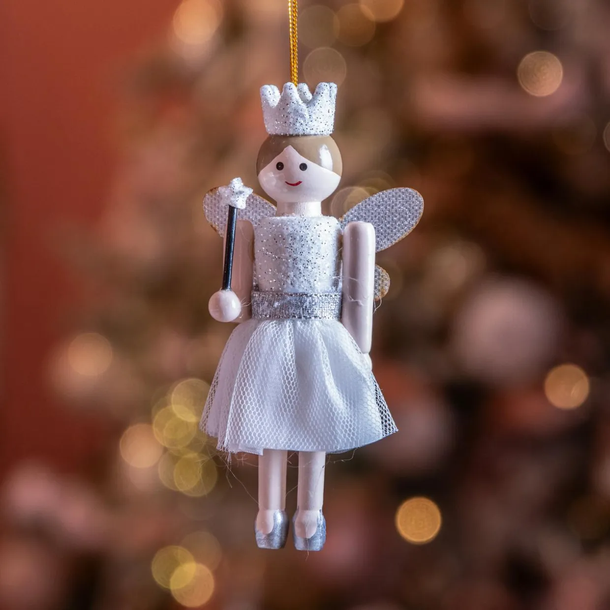 Casse-noisette à suspendre (H12 cm) Fée princesse Blanc