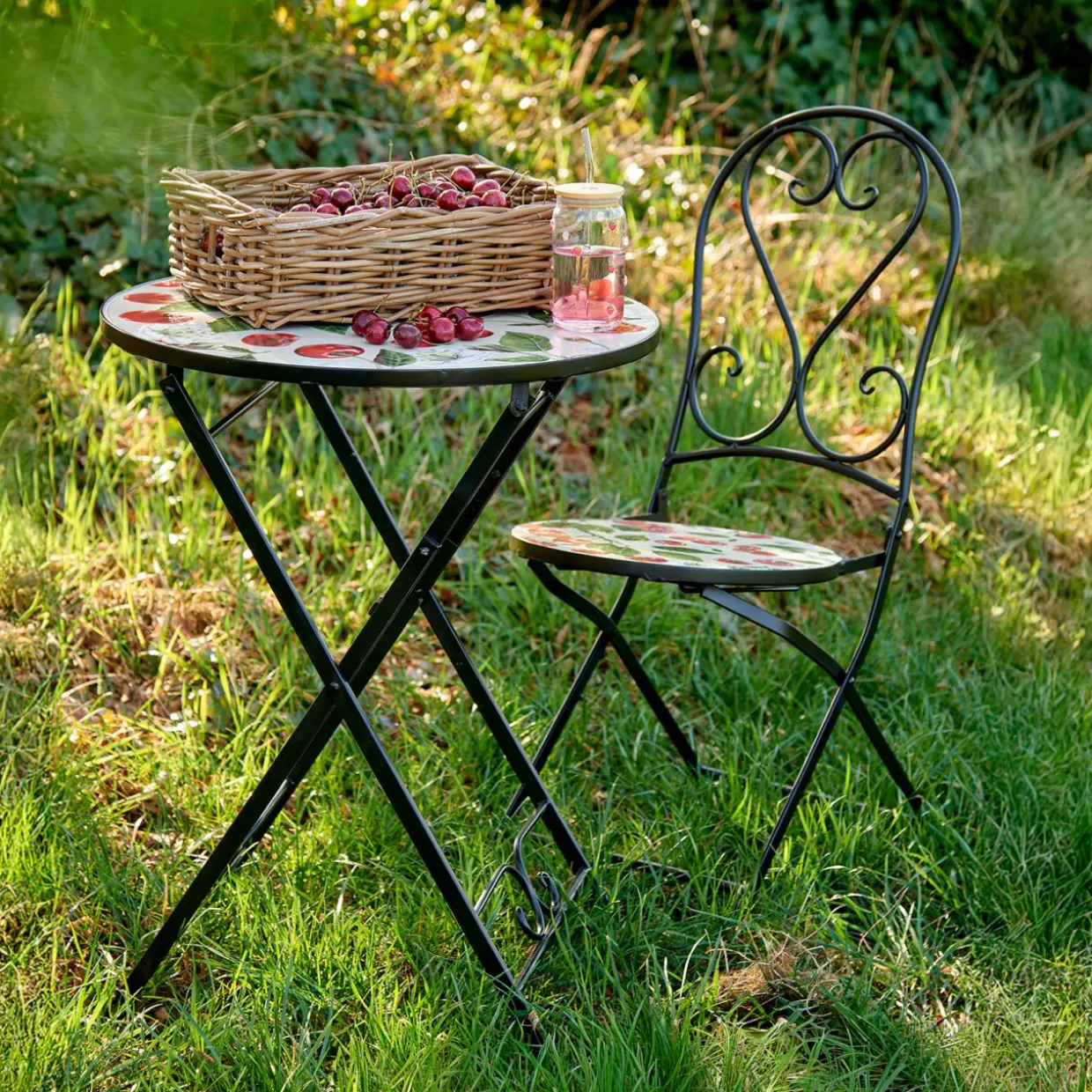 Chaise bistrot pliable en faïence Munich Rouge