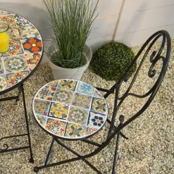 Chaise de bistrot pliable en mosaïque Braga Multicolore