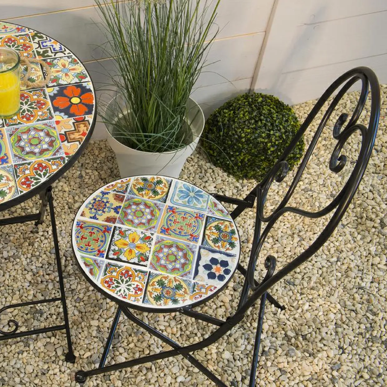 Chaise de bistrot pliable en mosaïque Braga Multicolore