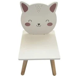 Chaise enfant bois (H46 cm) Chaton Blanc