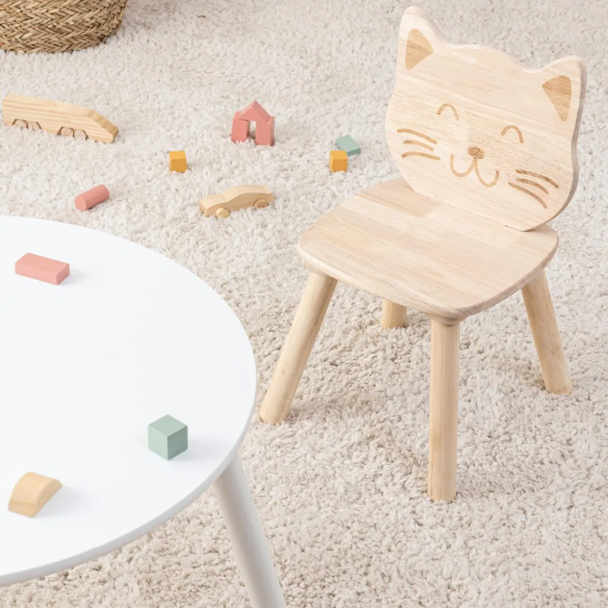 Chaise enfant bois (H50 cm) Chaton Pia Beige