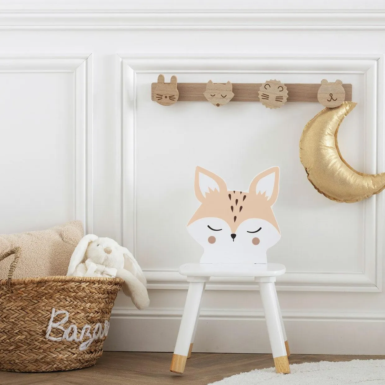 Chaise enfant bois (H52,5 cm) Douceur Renard Blanche