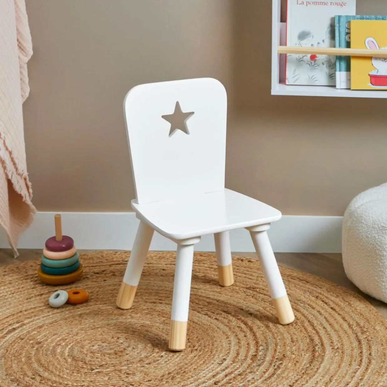 Chaise enfant bois (H50 cm) Stars Blanche