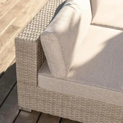 Chauffeuse de jardin en résine tressée 2 places Palma Gris et taupe