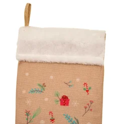 Chaussette de Noël en jute (H45 cm) Lutin et Père Noël Multicolore