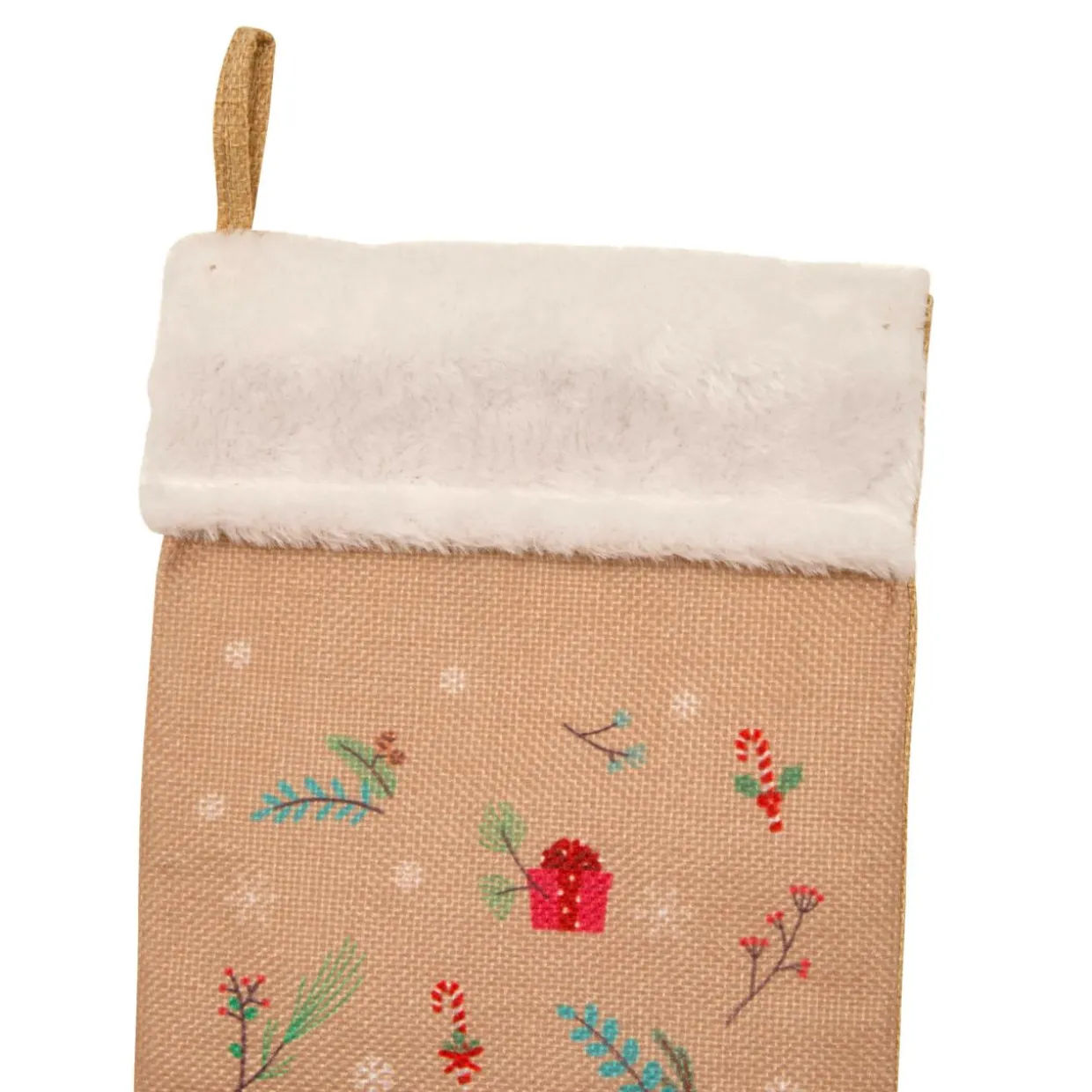 Chaussette de Noël en jute (H45 cm) Lutin et Père Noël Multicolore