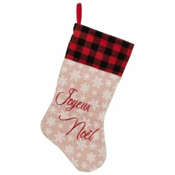 Chaussette de Noël (H45 cm) Joyeux Noël tartan
