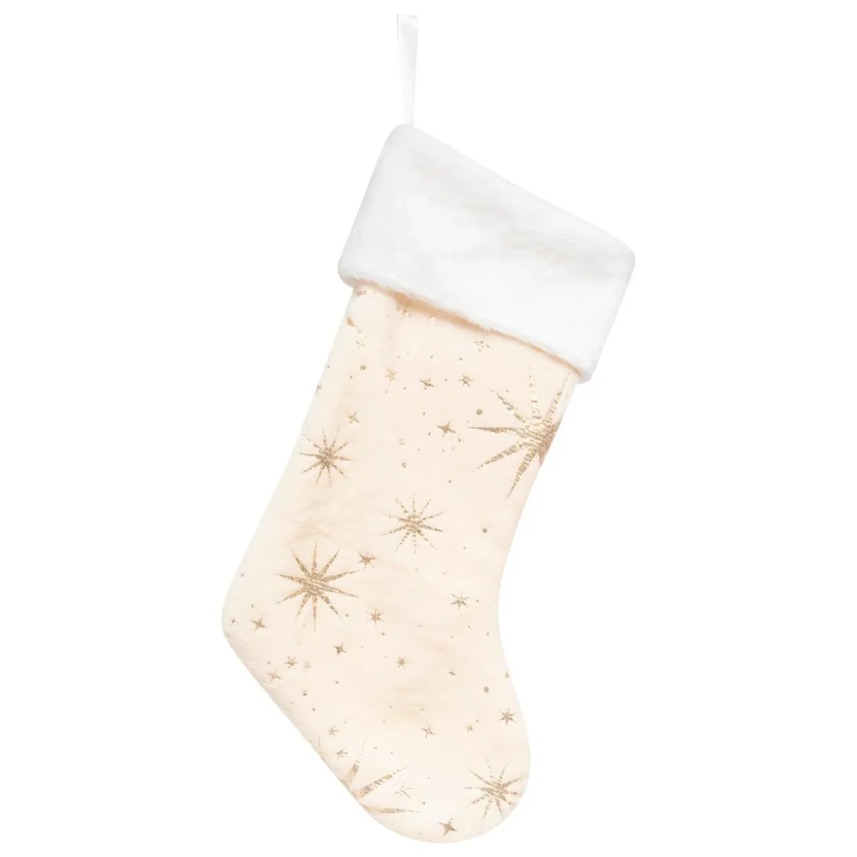 Chaussette de Noël (H45 cm) Étoiles Célestes Dorées