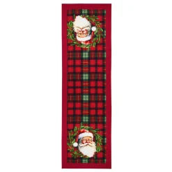 Chemin de table en coton (150 x 45 cm) Père Noël Harold Bordeaux