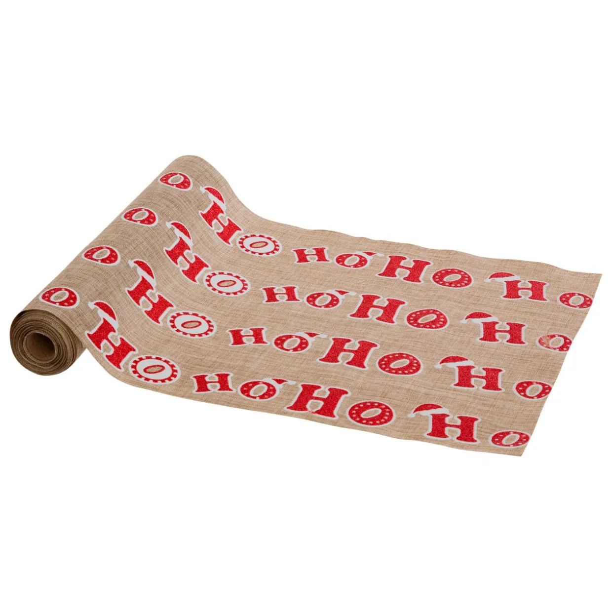 Chemin de table en jute (300 x 28 cm) Hohoho Beige et rouge