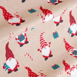 Chemin de table Noël (300 x 28 cm) Lutins de Noël Beige et rouge