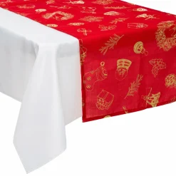Chemin de table Noël (200 x 45 cm) Motifs Or et rouge