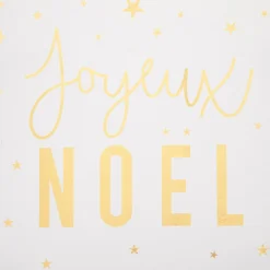 Chemin de table (500 x 28 cm) Joyeux Noël Blanc et Or