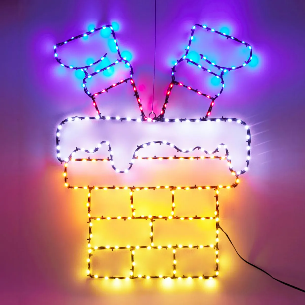 Cheminée lumineuse 223 LED (H60 cm) Néon effet flash Multicolore