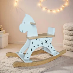 Cheval à bascule bois (H53 cm) Stars Blanc