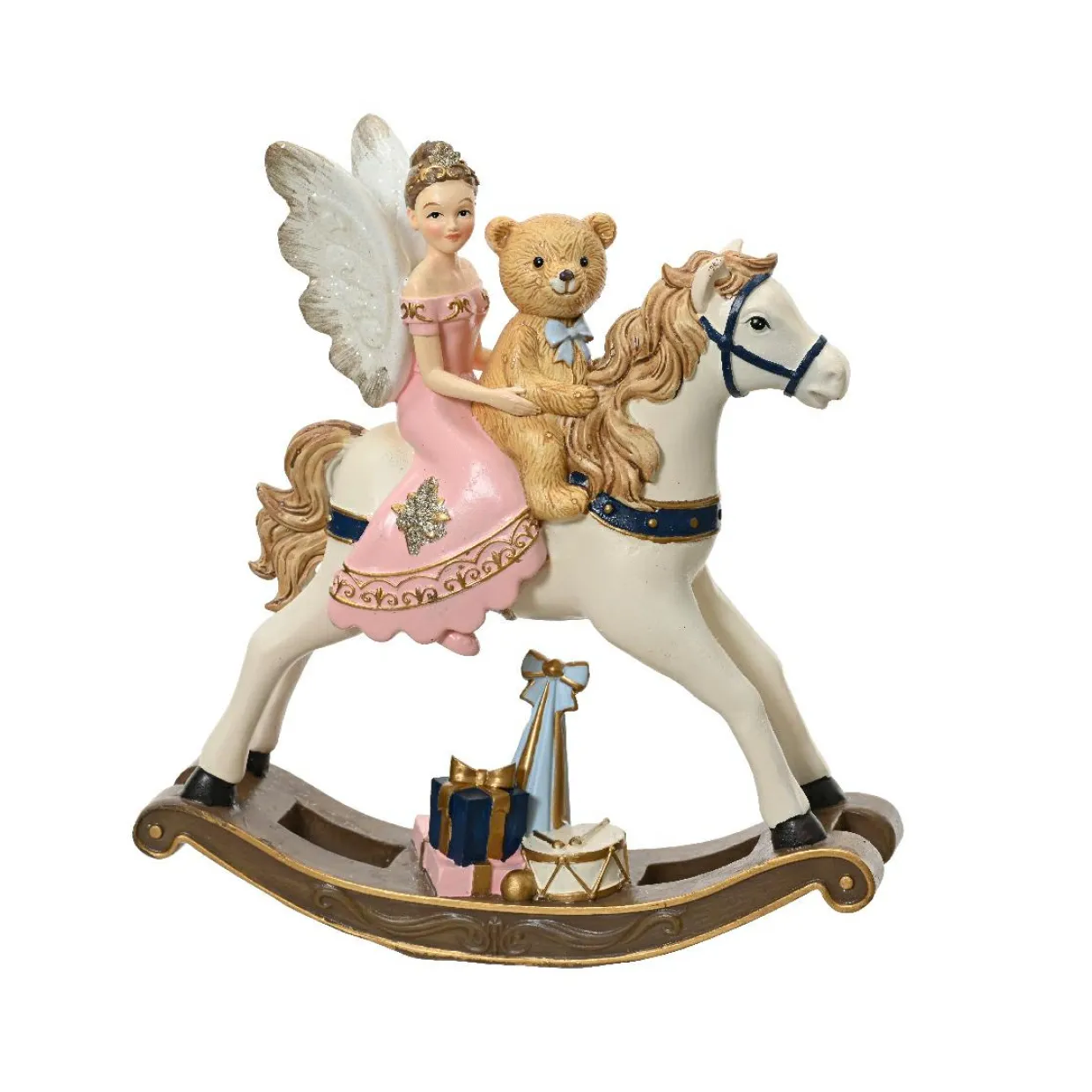 Cheval à Bascule (H20 cm) Fée et ourson de Noël