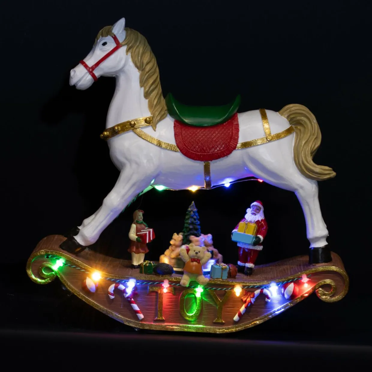 Cheval à bascule lumineux à piles 14 LED (H27 cm) Magie Multicolore