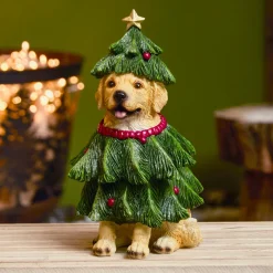 Chien décoratif (H24 cm) Labrador en sapin Vert