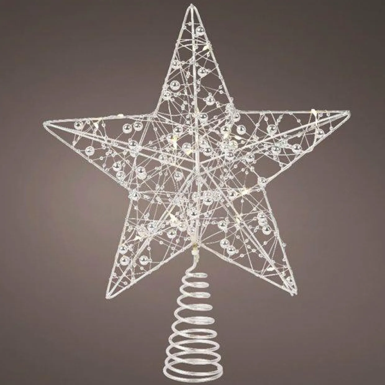 Cimier de sapin lumineux Angie Argent et blanc chaud