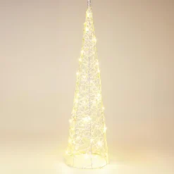 Cône lumineux sur piles 30 micro LED (H60 cm) Éclats Blanc chaud