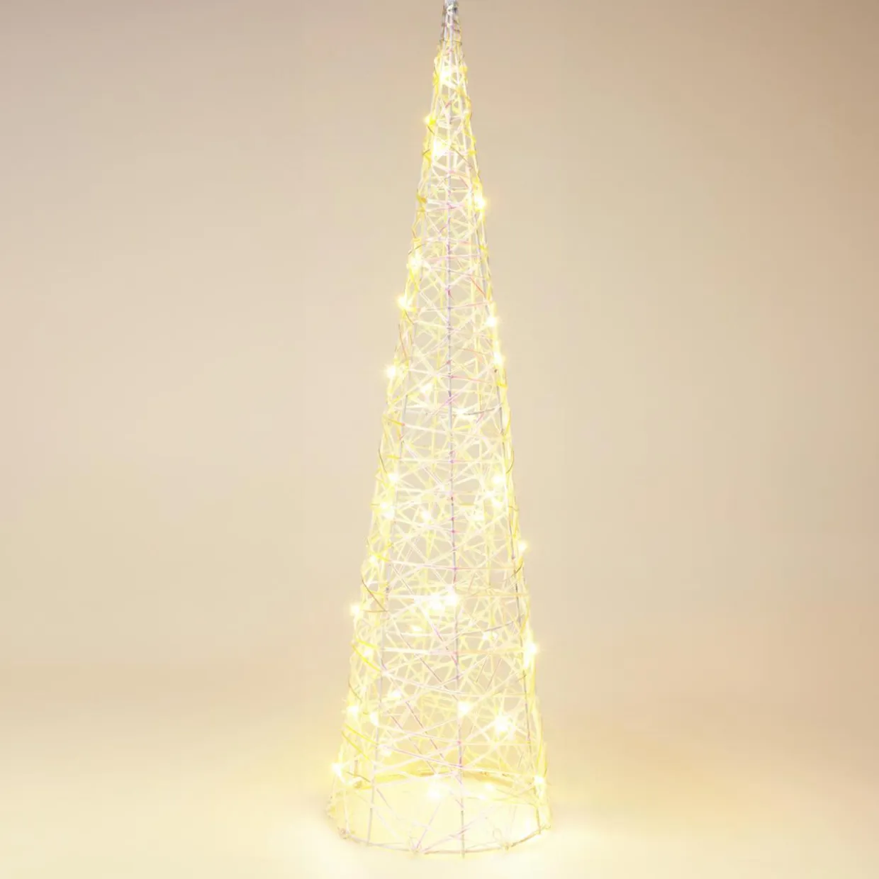 Cône lumineux sur piles 30 micro LED (H60 cm) Éclats Blanc chaud