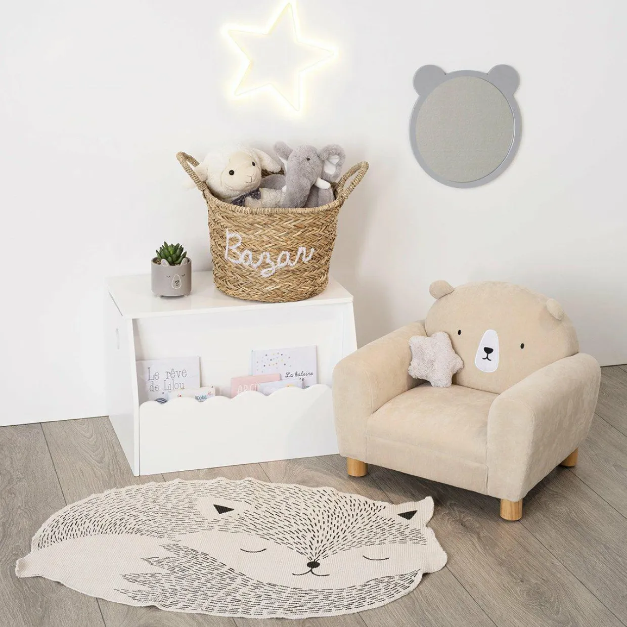 Coffre enfant bois (H38 cm) Evan Blanc
