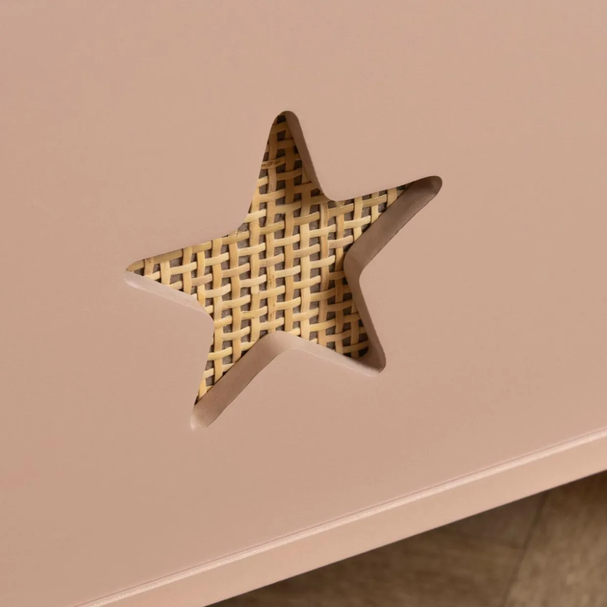 Coffre à jouet ouvert enfant bois (H44 cm) Stars Rose