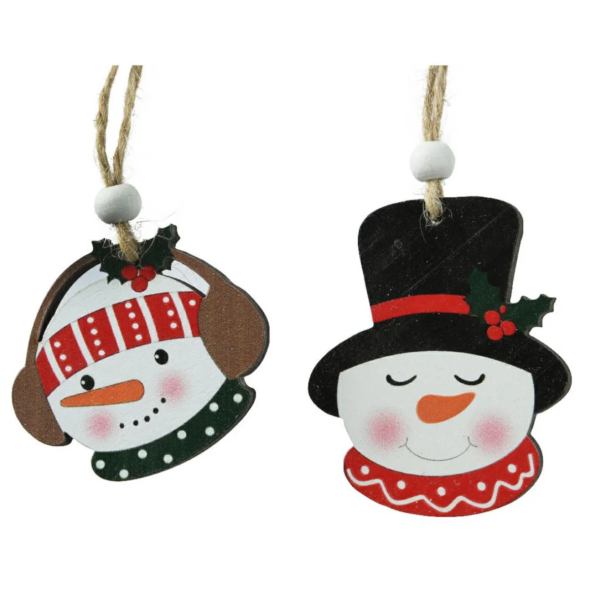 Coffret de 8 suspensions en bois (H13 cm) Les Bonhommes de neige Joyeux