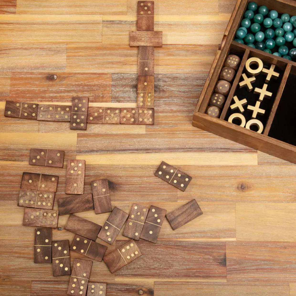 Coffret jeu solitaire en manguier Naturel