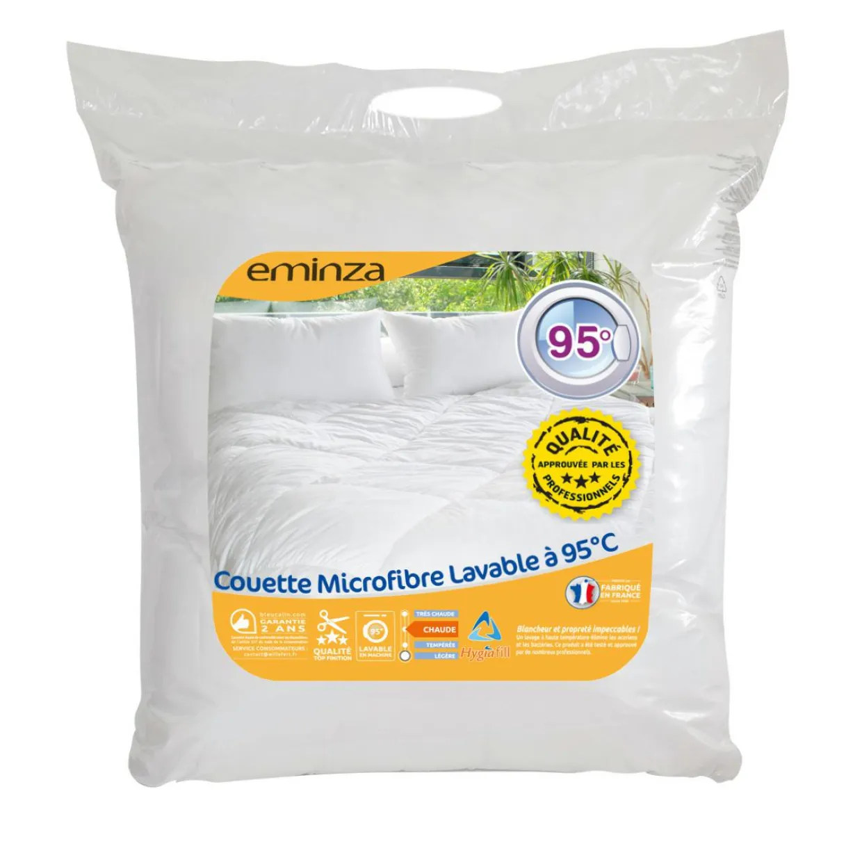 Couette Chaude (240 x 220 cm) Microfibre Lavable à 95°C Blanche