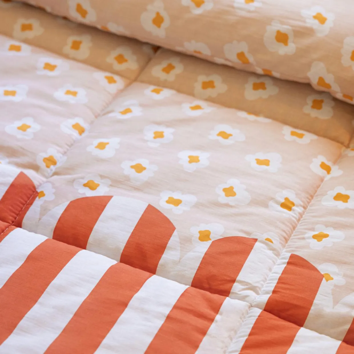 Couette imprimée enfant et une taie d'oreiller (140 x 200 cm) Fresh popcorn Rouge