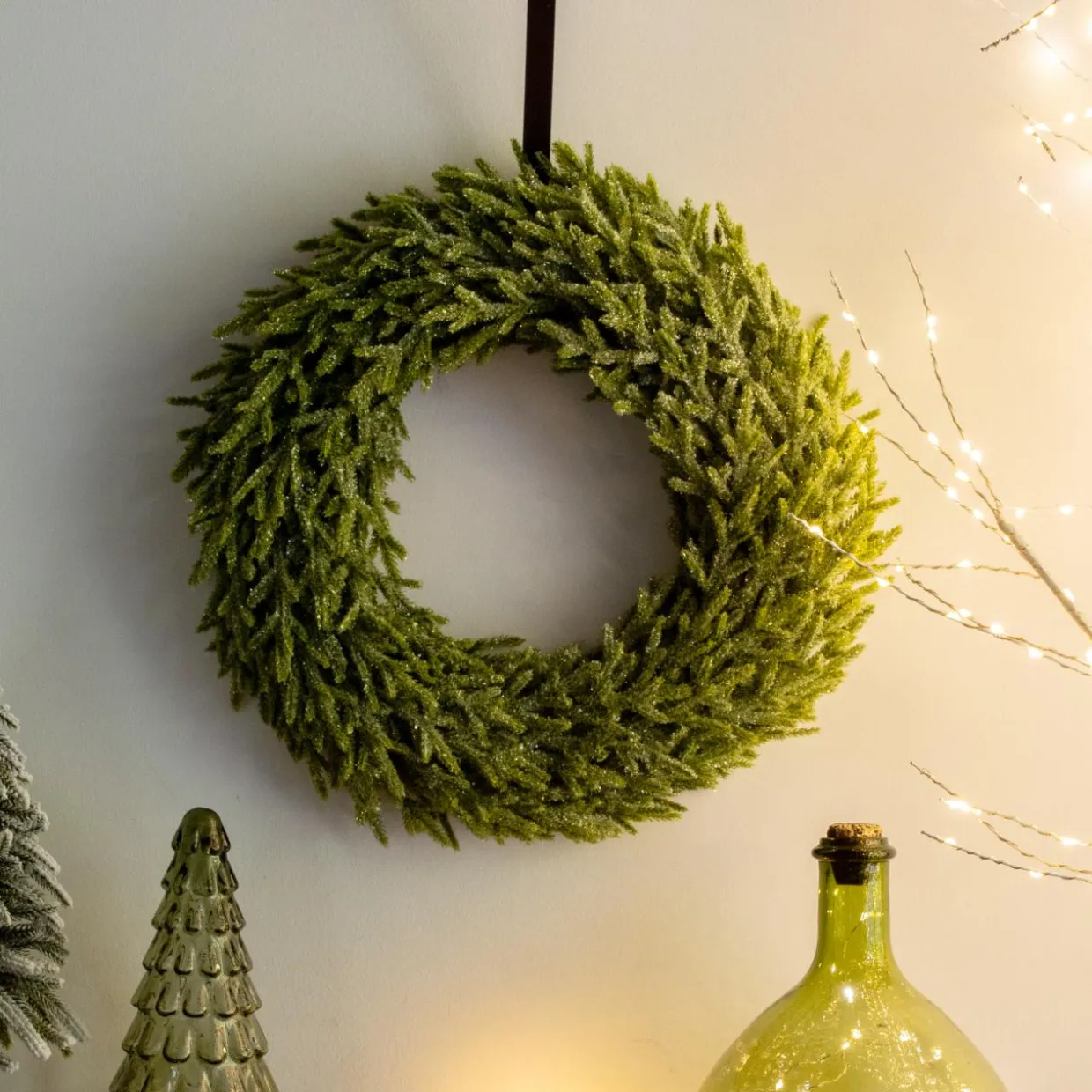 Couronne de Noël (D42 cm) Branches de sapin pailleté