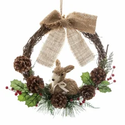 Couronne de Noël (D32 cm) Lapin et nœud