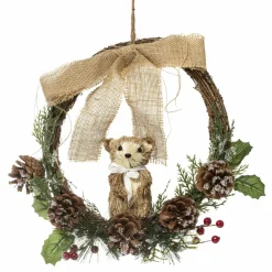 Couronne de Noël (D32 cm) Marmotte et nœud