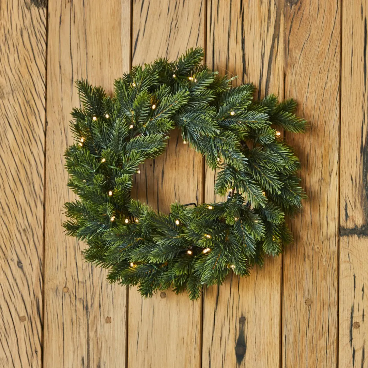 Couronne de Noël lumineuse (D50 cm) Glorious Vert et blanc chaud