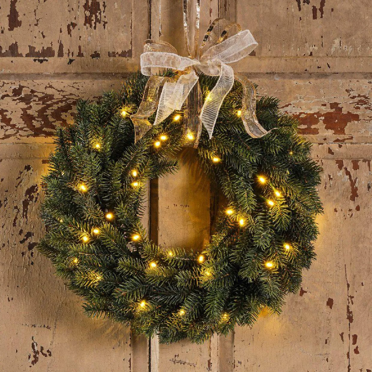 Couronne de Noël lumineuse (D40 cm) Manitoba Blanc chaud