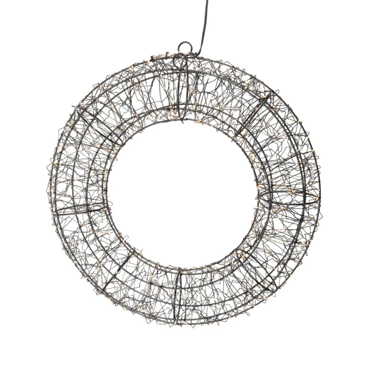 Couronne de Noël lumineuse 500 micro LED (D38 cm) Star Light Noir et blanc chaud