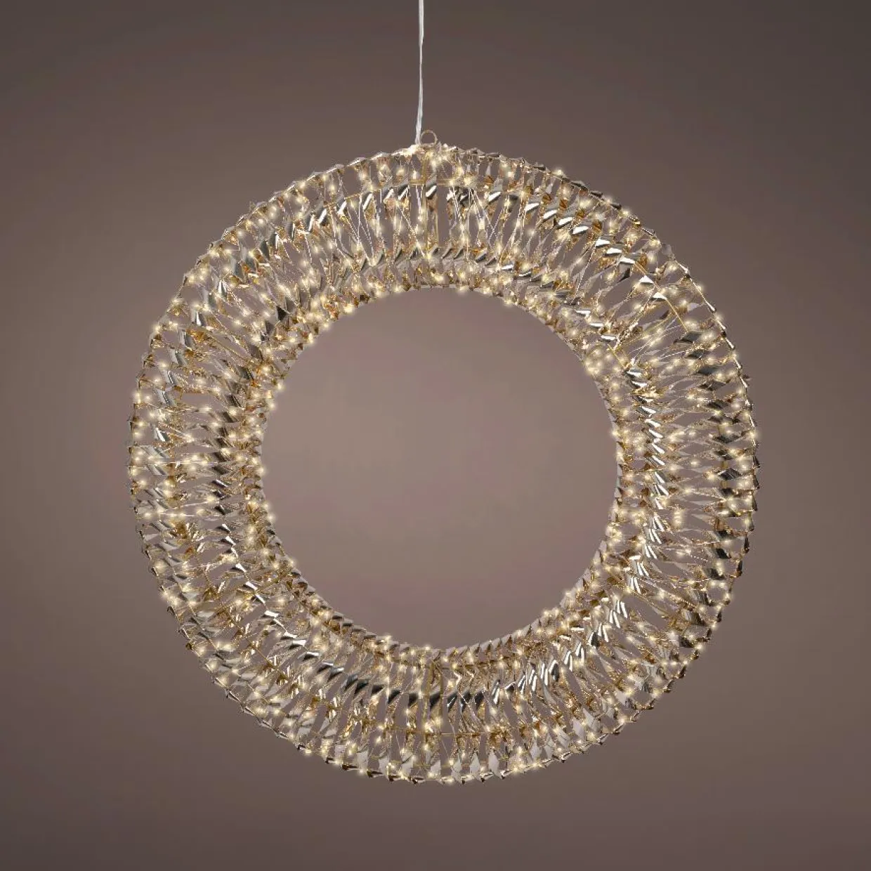 Couronne de Noël lumineuse 960 Micro LED (D70 cm) Effet flash Or et blanc chaud